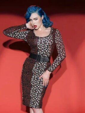 Pinup Couture Deadly Dames Cheetah Print Pencil Dress